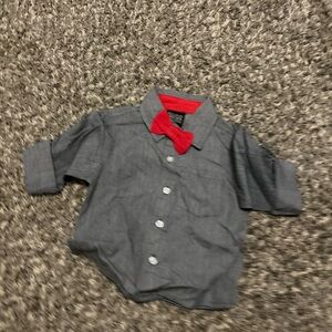 Gray Kids Shirt with Red Bow Tie
